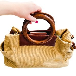 Fossil hobo wood handle handbag purse
